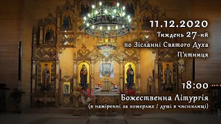 [11/12/2020] П'ятниця 27-го тижня по Зісланні. Літургія за померлих (душі в чистилищі)