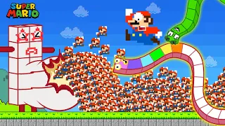 Pattern Palace - Mario and 999 Tiny Mario ESCAPE Snake Calamity in Pregnant Maze | Game Animation