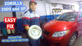 How to Replace Resistor or Blower motor on Toyota Corolla 2009 and UP