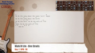 🎸 Walk Of Life - Dire Straits Guitar Backing Track with chords and lyrics