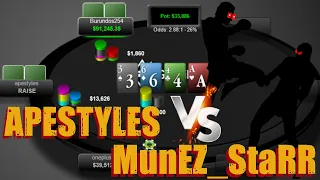 Boss Battles - MunEZ_StaRR vs Apestyles ($20kNL PioSOLVER Analysis)