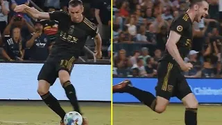 Gareth Bale runs to celebrate with Chiellini as he scores his first MLS goal for Los Angeles FC