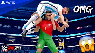 WWE 2K23 - Messi & Maradona vs. Ronaldo & Mbappe vs. Neymar & Vinicius  vs. Haaland & Zlatan | 4K
