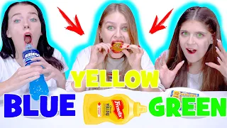 ASMR Eating Blue, Purple, Orange, Yellow Mukbang Food