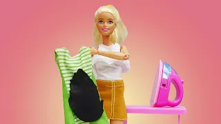 Rotina de faxina na casa da Barbie! Historia com boneca Barbie para meninas