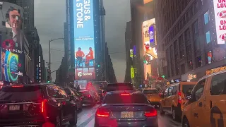 Manhattan Driving Tour  – Downtown New York on Rain Day in the Evening