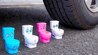 Crushing Crunchy & Soft Things by Car! Experiment Car vs Toilet Toy