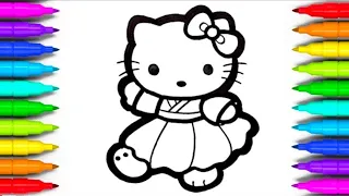 Cute Hello kitty Drawing Painting Coloring For Kids And Toddlers.