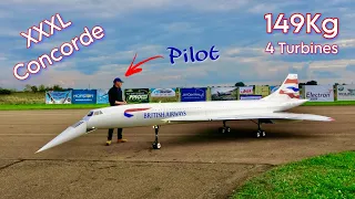 Giant XXXL largest RC CONCORDE Model | Scale 1:6 | 149Kg | RC Turbine Airliner Looping and Rolls