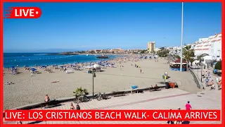 🔴LIVE: Los Cristianos Beachfront walk- Hot BUT with a Calima in Tenerife! ☀️ Canary Islands Weather!