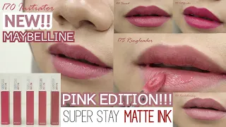 MAYBELLINE SUPER STAY MATTE INK SWATCHES - PINK EDITION!!