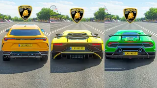 FH4 Drag Race - Lamborghini Urus Vs Aventador Sv Vs Huracan P