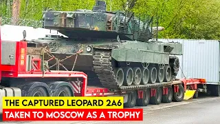 Leopard 2A6 Tank Loaded on A Truck Trailer is on its Way to Moscow