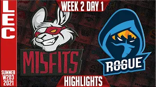 MSF vs RGE Highlights | LEC Summer 2021 W2D1 | Misfits Gaming vs Rogue