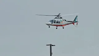 North Memorial hospital helicopter taking off from Mayo Hospital in Eau Claire.