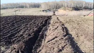 вспашка мини трактором, мотоблоком, с самодельным плугом...