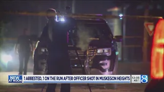 1 arrested, 1 sought in shooting that injured Muskegon Heights officer