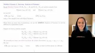 Module 9 Lesson 1: One-way Analysis of Variance ANOVA (lecture)