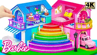 Build Dream Villa for Barbie in Hot and Cold Style with Big Rainbow Stairs ❤️ DIY Miniature House