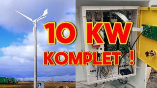 Elektrownia Wiatrowa 10KW . Pełna Instalacja ze sterownikiem i inwerterem.