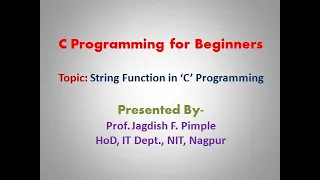 Lecture-35- String Functions  in C Programming