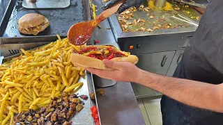 Doner Kebab with Vegetables - People Love This Smiling Doner Kebab Master - Turkish Street Food