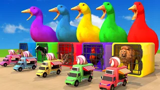 Giant Duck Cow Elephant Mouse in Cream Car Guess The Door ESCAPE ROOM CHALLENGE Animals Cage Game