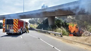 405 Fwy. Encampment Fire: LAFD Task Force 5 & Culver City Fire Dept. Engine 43