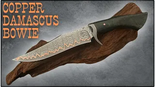 Making a Copper Damascus Bowie Knife in the @TyrellKnifeworks design