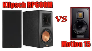 Klipsch RP600M vs Martin Logan Motion 15 Rotel A12 integrated amplifier sound comparison