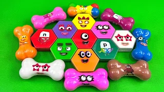Cleaning Dirty Colors Numberblocks with CLAY in Hexagon Shapes, Bone Coloring! Satisfying ASMR Video