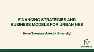 Financing strategies and business models for urban NbS
