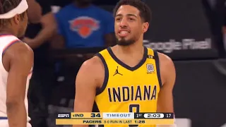 Tyrese Haliburton trash talk Knicks fan after makes back-to-back 3 in Game7😬