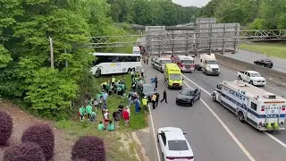 Bus crashes into woods on I-85 with Pickens County, South Carolina, students onboard, officials say