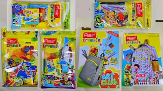 😱 omg unboxing collection of flair set, stationery set, pencil, highlighter, eraser, pen, colour 😍