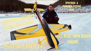 Pilot RC Laser 73’’ - 40CC Twin Boxer Engine RCGF - Slideshow Assembly and Maiden Flight!