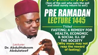 TOPIC: FASTING THE REMEDY FOR HEALTH, ECONOMIC AND SOCIAL ILL OF THE SOCIETY.
