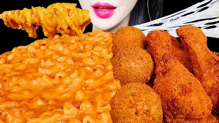 ASMR CHEESY CARBO FIRE NOODLE, SPICY CHICKEN, CHEESE BALL 까르보불닭 뿌링클 치킨 치즈볼 먹방 EATING SOUNDS MUKBANG