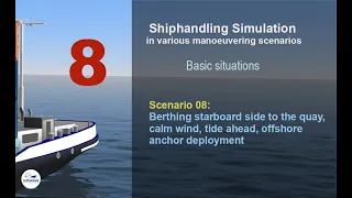 Shiphandling - Scenario 08: Berthing starboard side to the quay, tide ahead, offshore anchor
