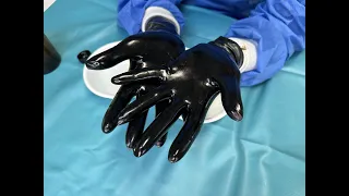Black Latex Gloves Slow Motion.
