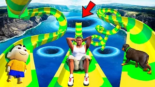 SHINCHAN AND FRANKLIN TRIED THE BIGGEST MELA UNIQUE TRIPLE WATER SLIDE  CHALLENGE GTA 5