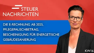 E-Rechnung 2025, Pflegepauschbetrag, Energetische Gebäudesanierung - Steuernachrichten Update 16/24