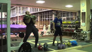 Training session jerk 36 kg kettlebells 1 min