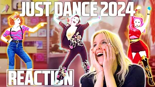 JUST DANCE 2024 TRAILERS REACTION! (part 1, w/ HOW YOU LIKE THAT & I Wanna Dance With Somebody! 😍)