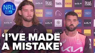 Embarrassed Adam Reynolds & Pat Carrigan apologise over drunken fight: NRL Presser | NRL on Nine