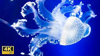 Colorful Jellyfish Aquarium in 4K Video Ultra HD with Relaxing Music