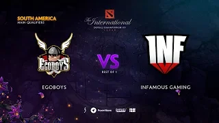 EgoBoys vs Infamous Gaming, TI9 Qualifiers SA, bo1 [Eiritel & LighTofHeaveN]