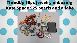 ThredUp 15pc Jewelry unboxing Kate Spade 925 Pearls and a Fake!