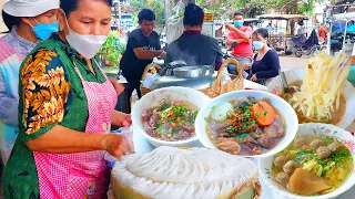 Best Cambodian Rice Noodle Soup, Braised Beef Noodle Soup, Meatballs - Popular Street Food