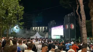Albanians watching Feyenoord - Roma match live in the Street